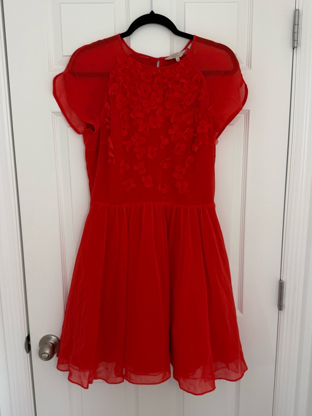 Ted Baker Chiffon Floral Petal A-Line Flowy Mini Women’s Dress Size 3 Pennyy